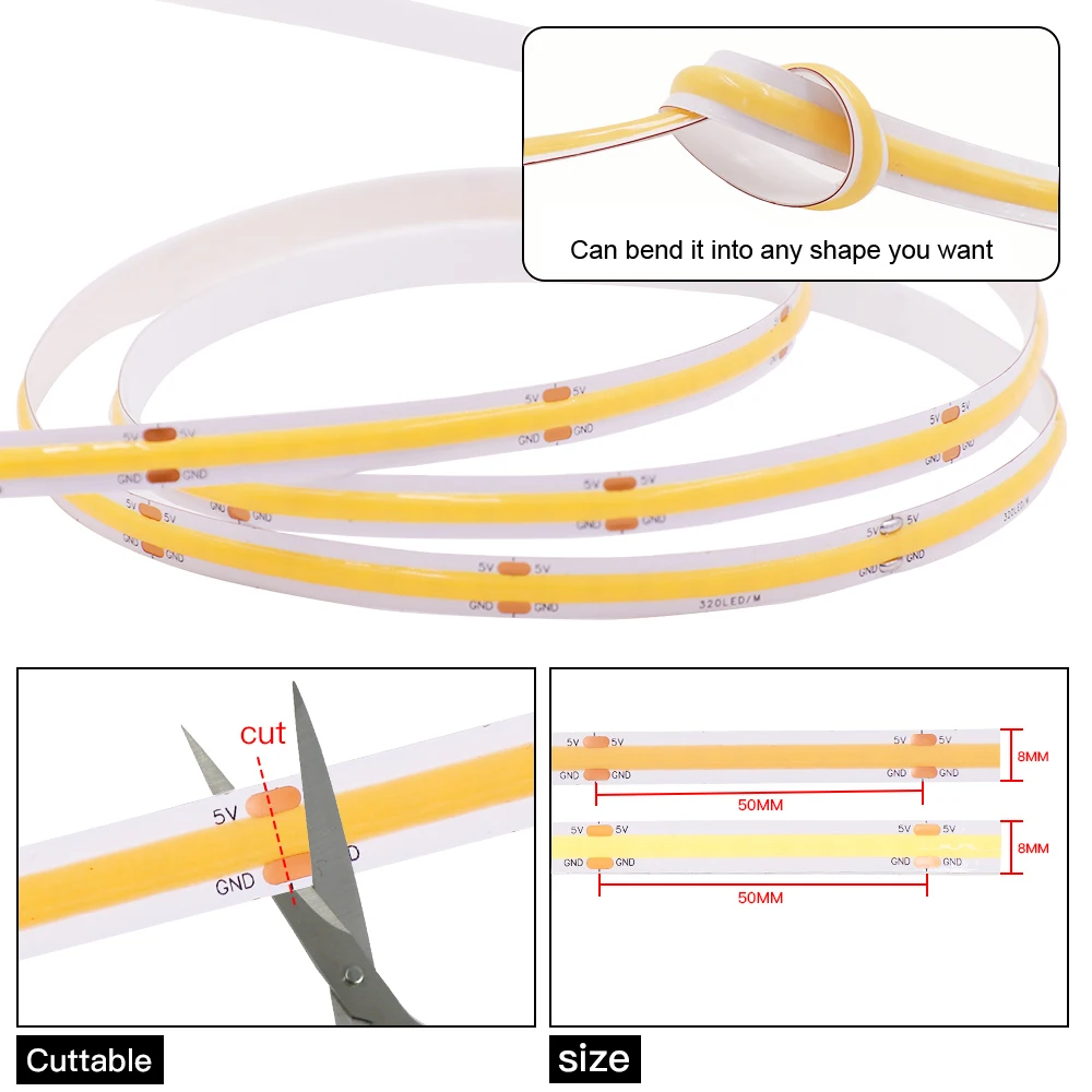 5V-USB-COB-LED-Strip-Light-dimmerabile-Touch-Switch-320LED-m-illuminazione-lineare-ad-alta-densit-4