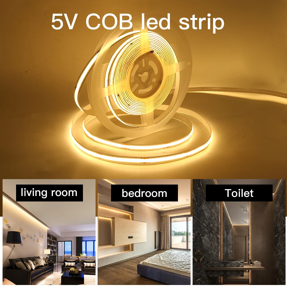 5V-USB-COB-LED-Strip-Light-dimmerabile-Touch-Switch-320LED-m-illuminazione-lineare-ad-alta-densit-5