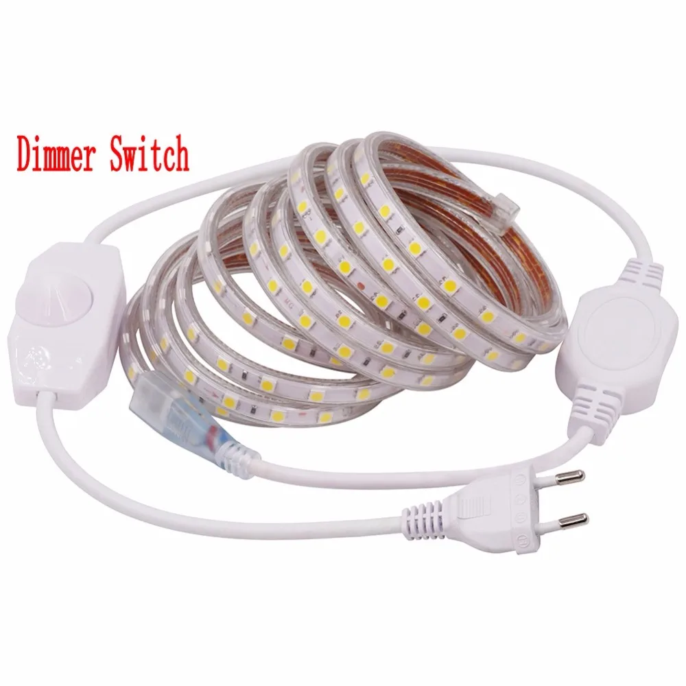 Striscia-led-dimmerabile-220V-AC-SMD-5050-luce-flessibile-1M-2M-3M-4M-5M-10M-15M